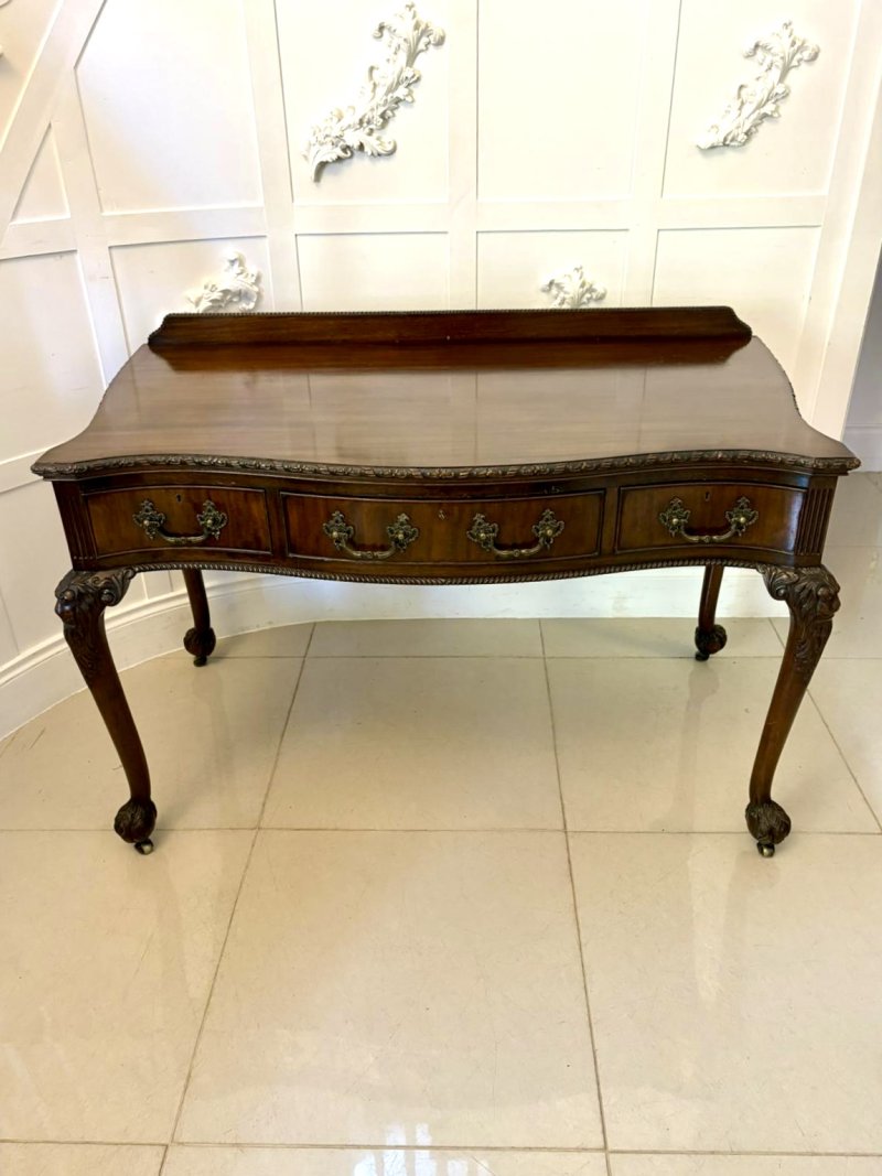 Antique Victorian Quality Carved Mahogany Desk/Console Table